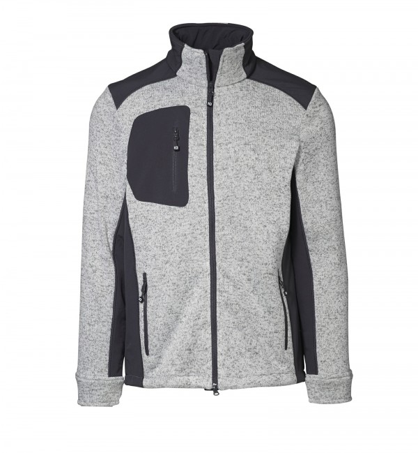 Kontrast Herren Strickfleece Jacke